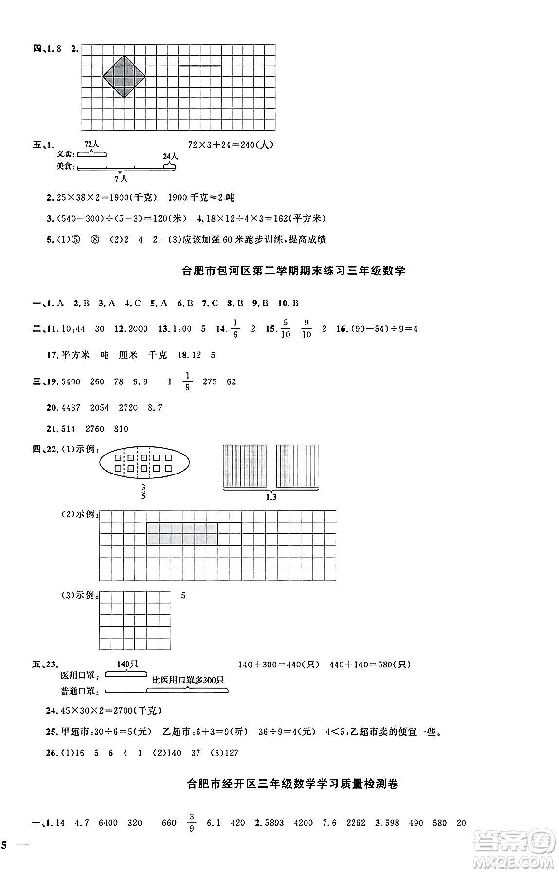 江西教育出版社2025年春陽(yáng)光同學(xué)課時(shí)優(yōu)化作業(yè)三年級(jí)數(shù)學(xué)下冊(cè)蘇教版安徽專版答案