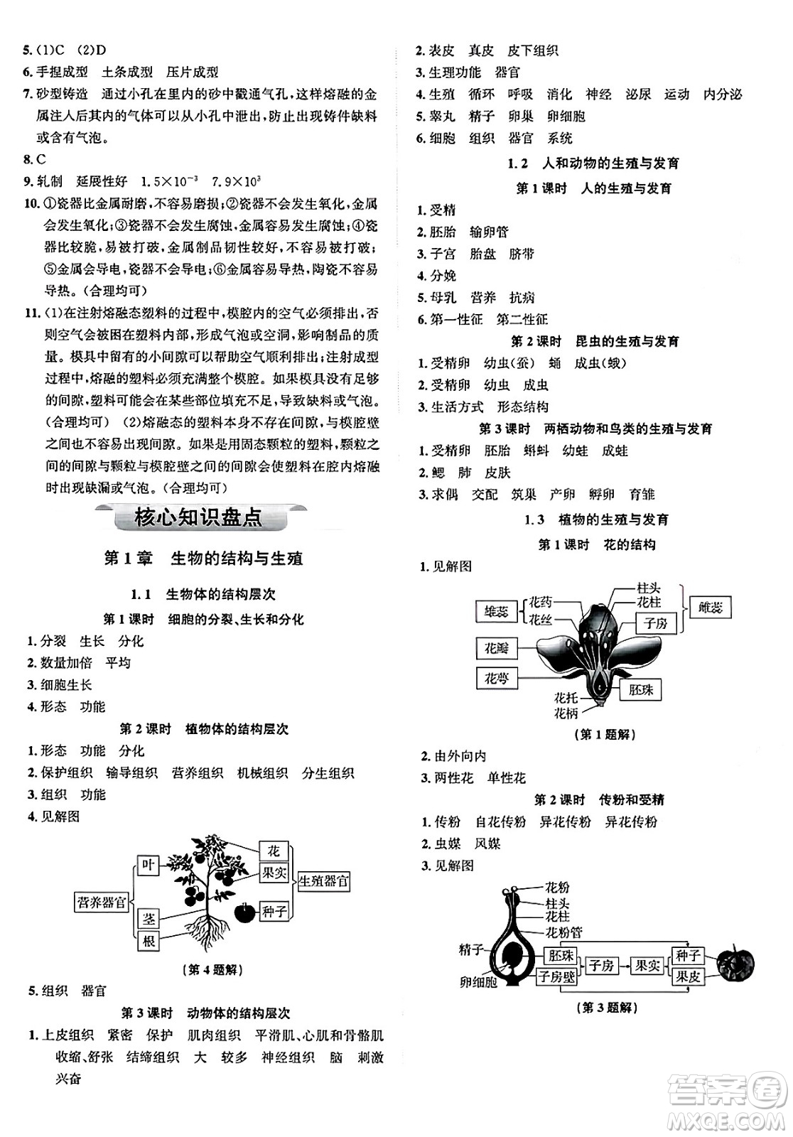 浙江教育出版社2025年春自主高效練七年級(jí)科學(xué)下冊(cè)浙教版答案
