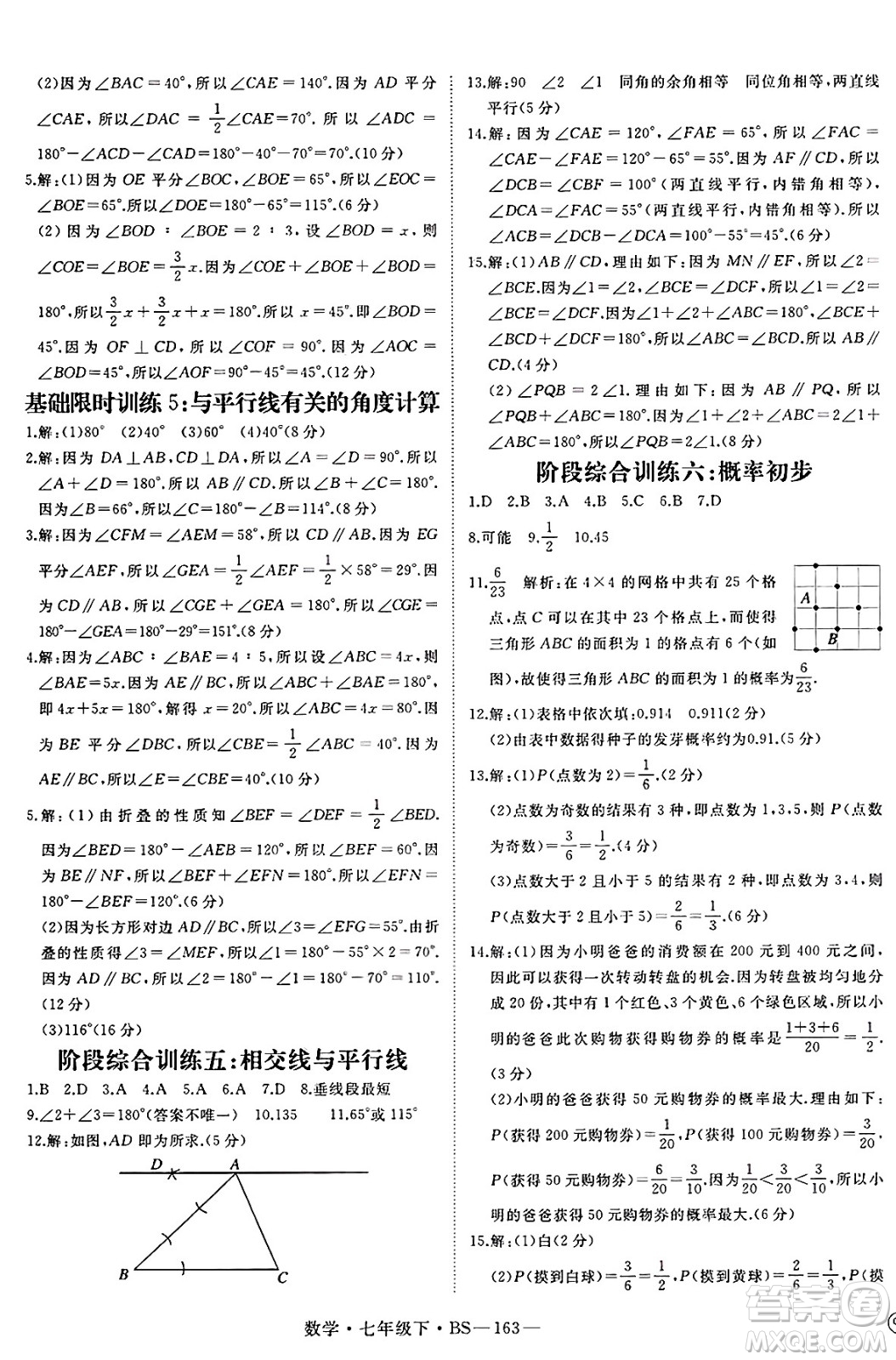延邊大學(xué)出版社2025年春優(yōu)翼新領(lǐng)程七年級(jí)數(shù)學(xué)下冊(cè)北師大版答案