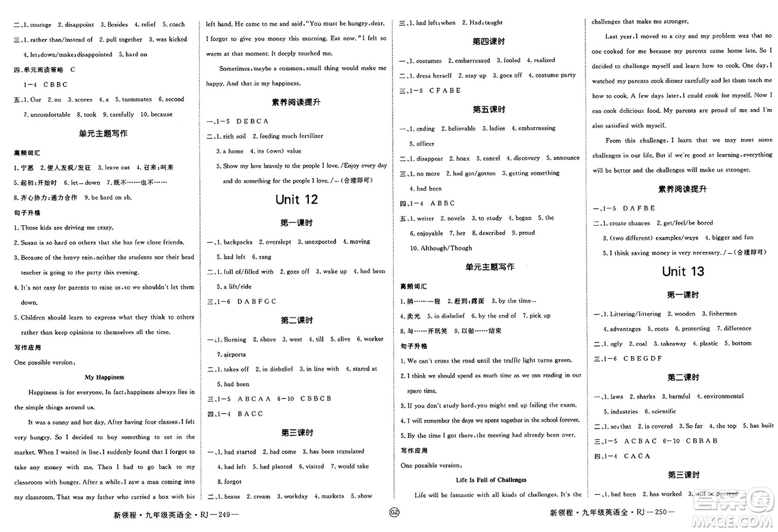 延邊大學(xué)出版社2025年春優(yōu)翼新領(lǐng)程九年級英語下冊人教版貴州專版答案