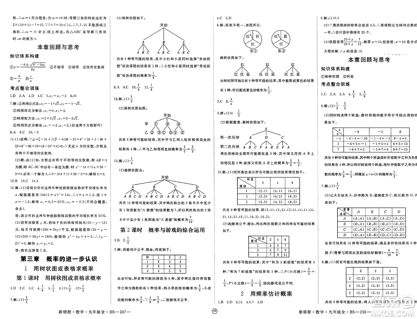 延邊大學出版社2025年春優(yōu)翼新領程九年級數學下冊北師大版貴州專版答案