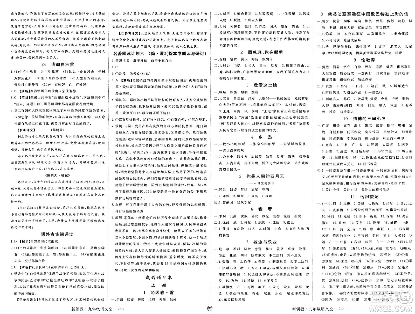 延邊大學(xué)出版社2025年春優(yōu)翼新領(lǐng)程九年級(jí)語(yǔ)文下冊(cè)通用版貴州專版答案