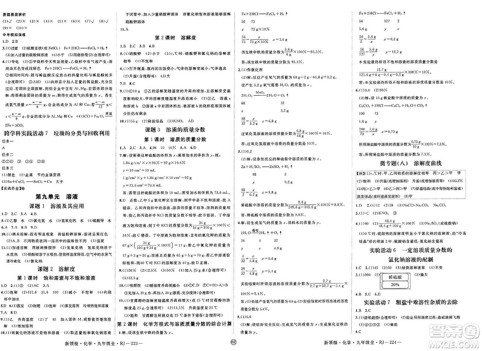 延邊大學(xué)出版社2025年春優(yōu)翼新領(lǐng)程九年級(jí)化學(xué)下冊(cè)人教版貴州專版答案
