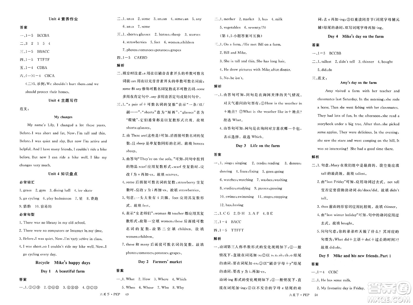 延邊大學(xué)出版社2025年春優(yōu)翼新領(lǐng)程六年級英語下冊人教PEP版答案