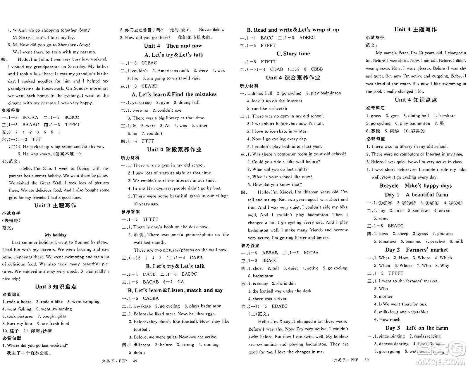 延邊大學(xué)出版社2025年春優(yōu)翼新領(lǐng)程六年級英語下冊人教PEP版廣東專版答案
