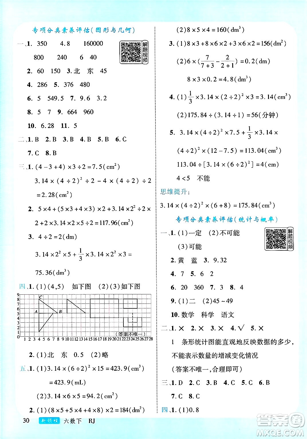 延邊大學出版社2025年春優(yōu)翼新領程六年級數學下冊人教版答案