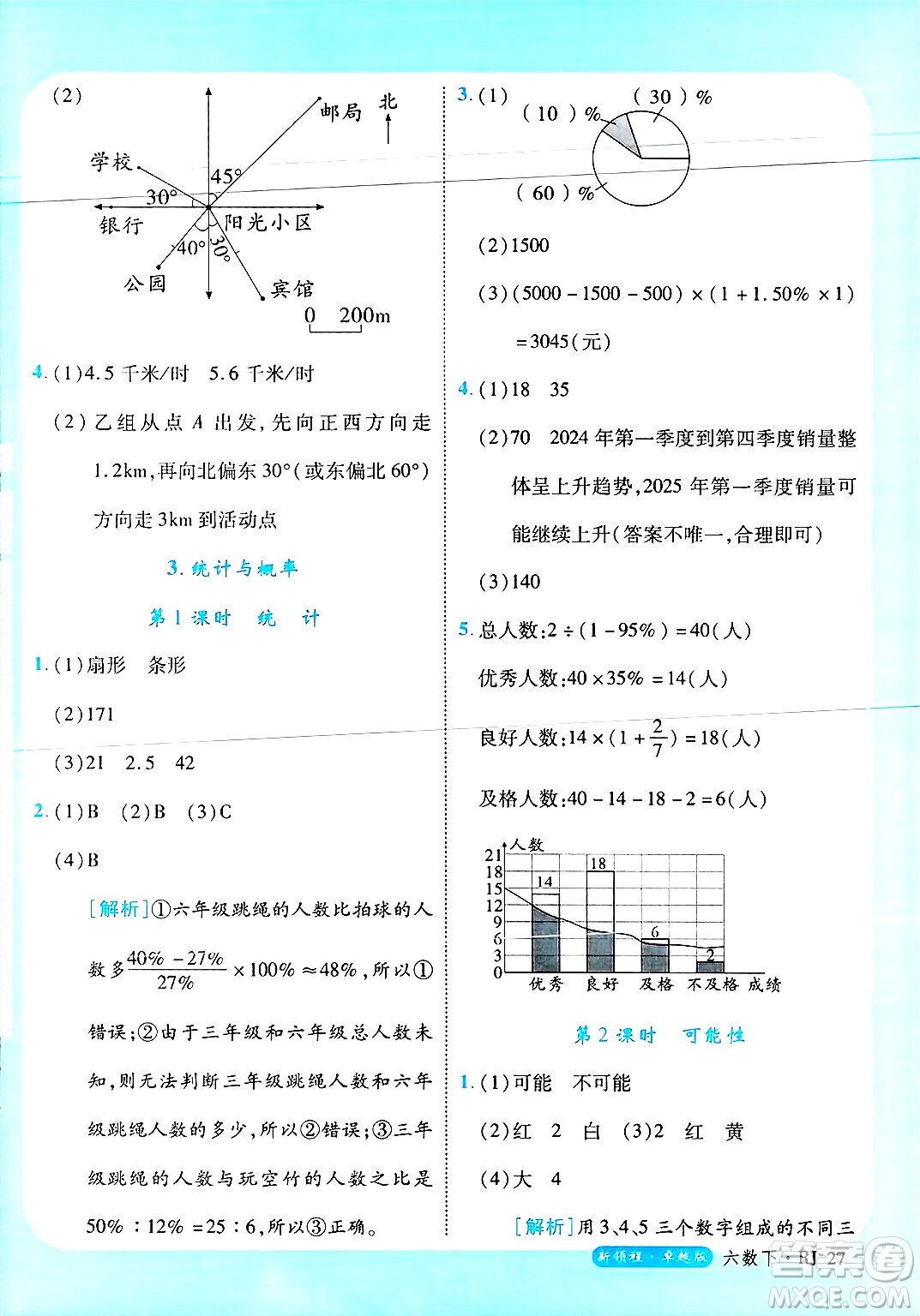 延邊大學出版社2025年春優(yōu)翼新領程六年級數(shù)學下冊人教版浙江專版答案