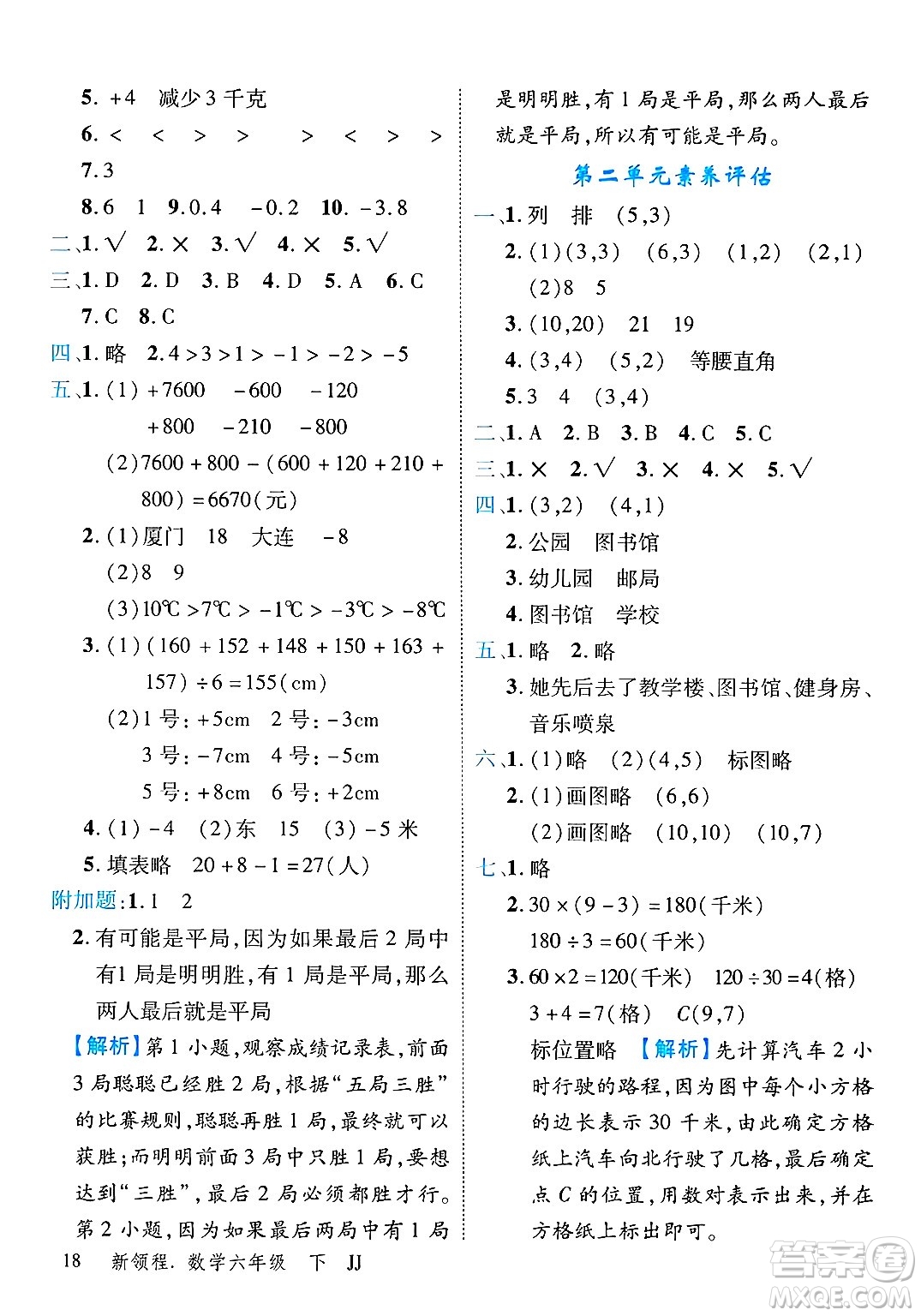 合肥工業(yè)大學(xué)出版社2025年春優(yōu)翼新領(lǐng)程六年級數(shù)學(xué)下冊冀教版答案