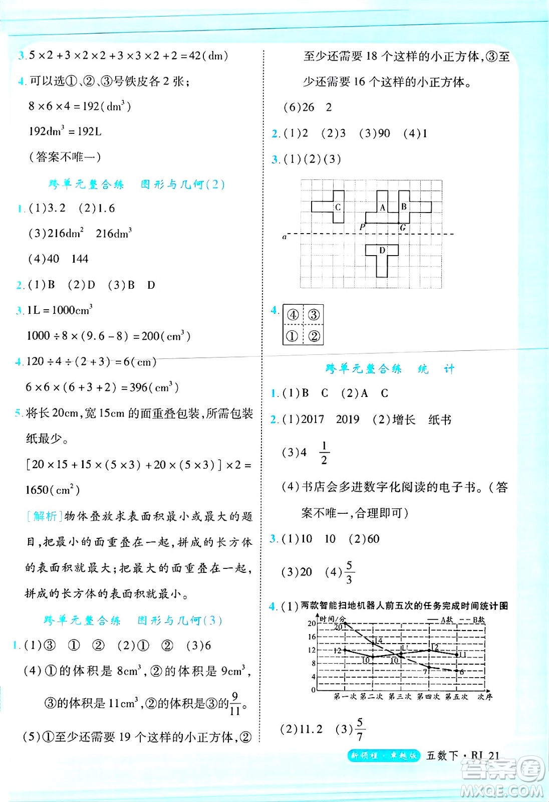 延邊大學(xué)出版社2025年春優(yōu)翼新領(lǐng)程卓越版五年級(jí)數(shù)學(xué)下冊(cè)人教版浙江專(zhuān)版答案