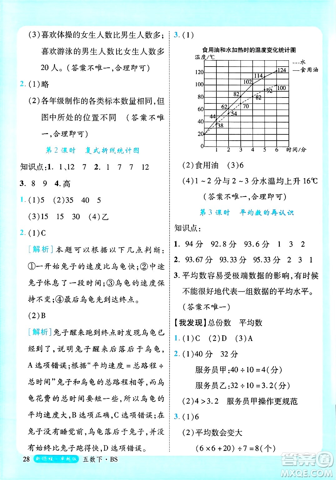 延邊大學出版社2025年春優(yōu)翼新領程卓越版五年級數(shù)學下冊北師大版答案