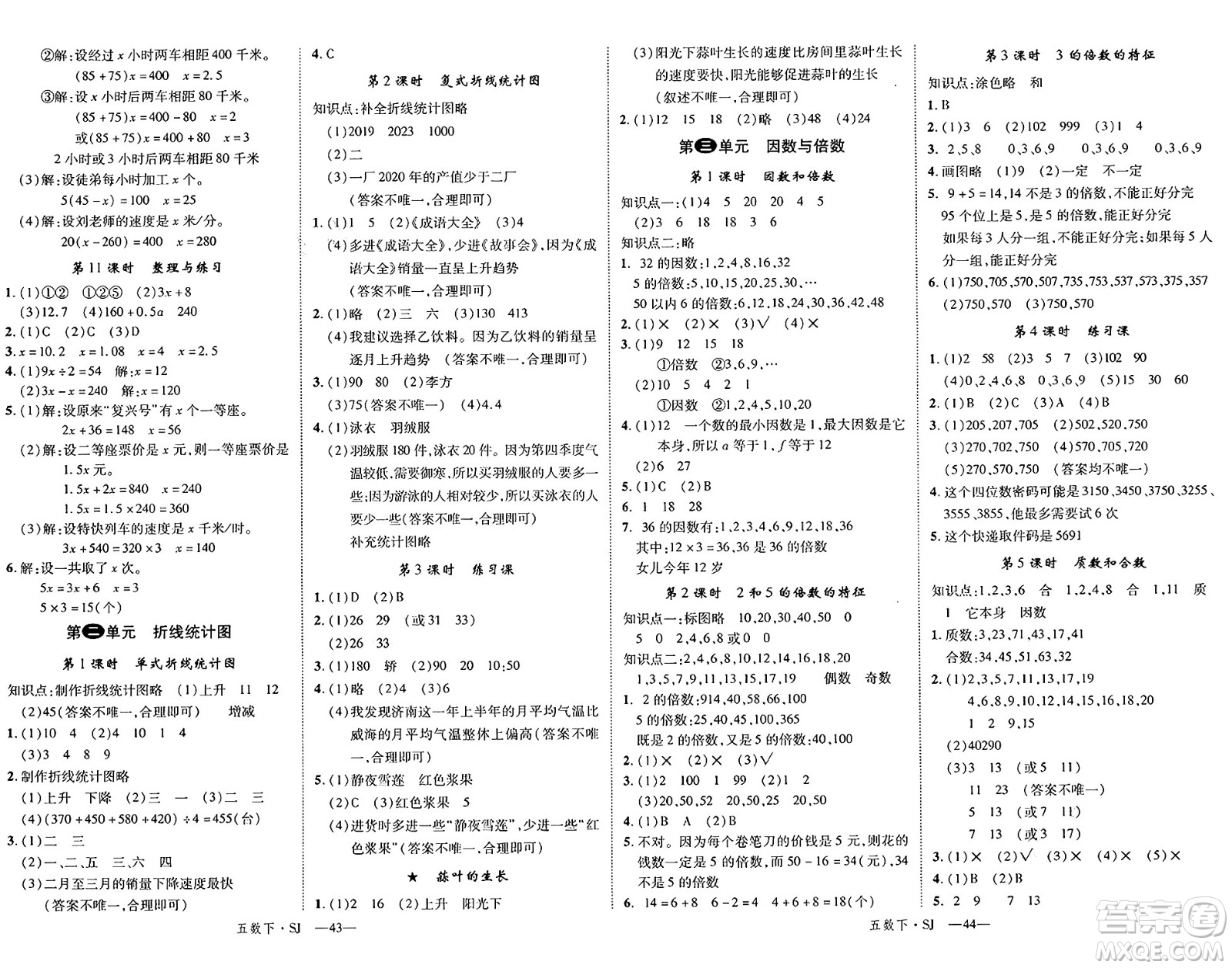 寧夏人民教育出版社2025年春優(yōu)翼新領(lǐng)程五年級數(shù)學(xué)下冊蘇教版答案