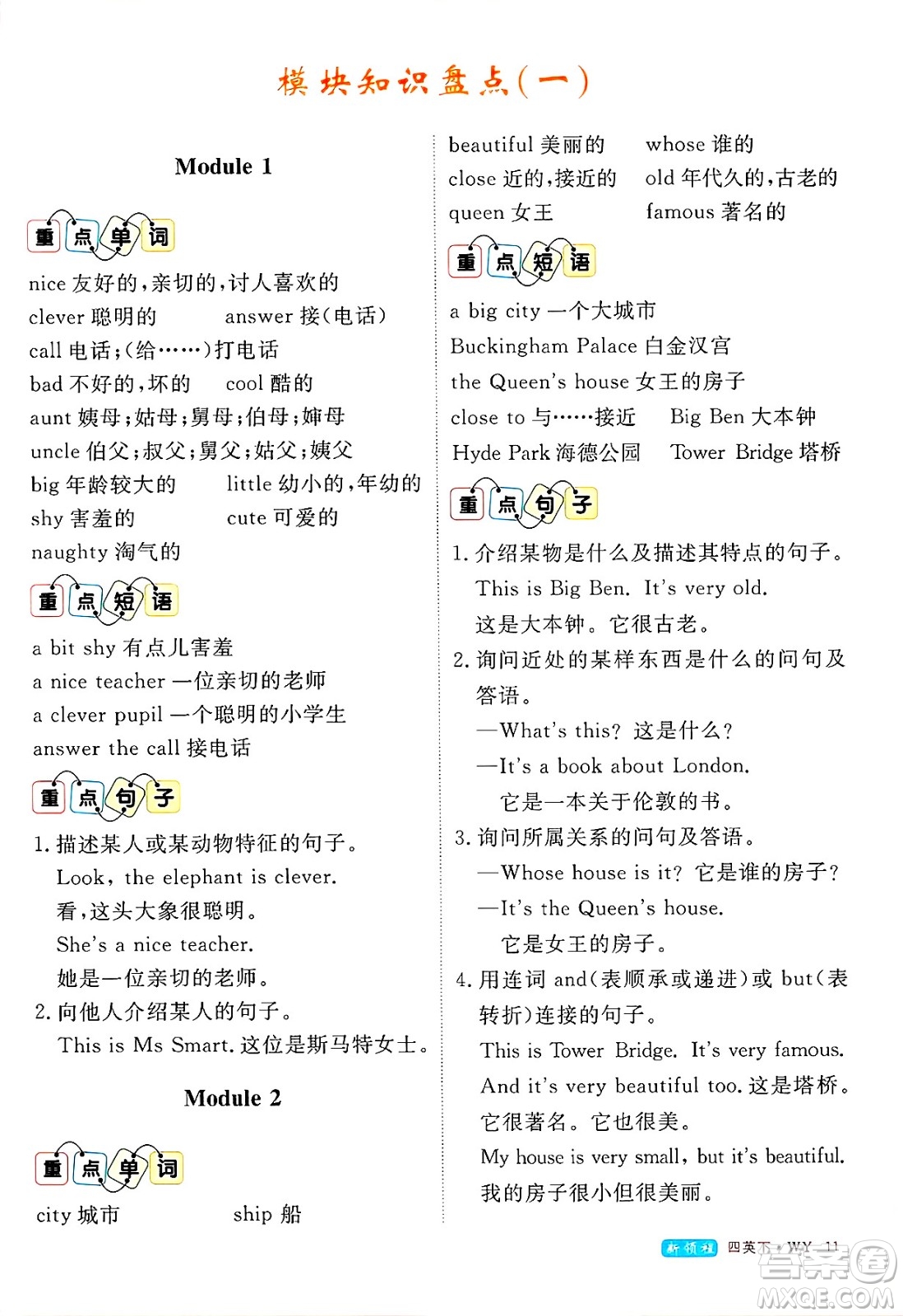 合肥工業(yè)大學(xué)出版社2025年春優(yōu)翼新領(lǐng)程四年級(jí)英語下冊(cè)外研版答案