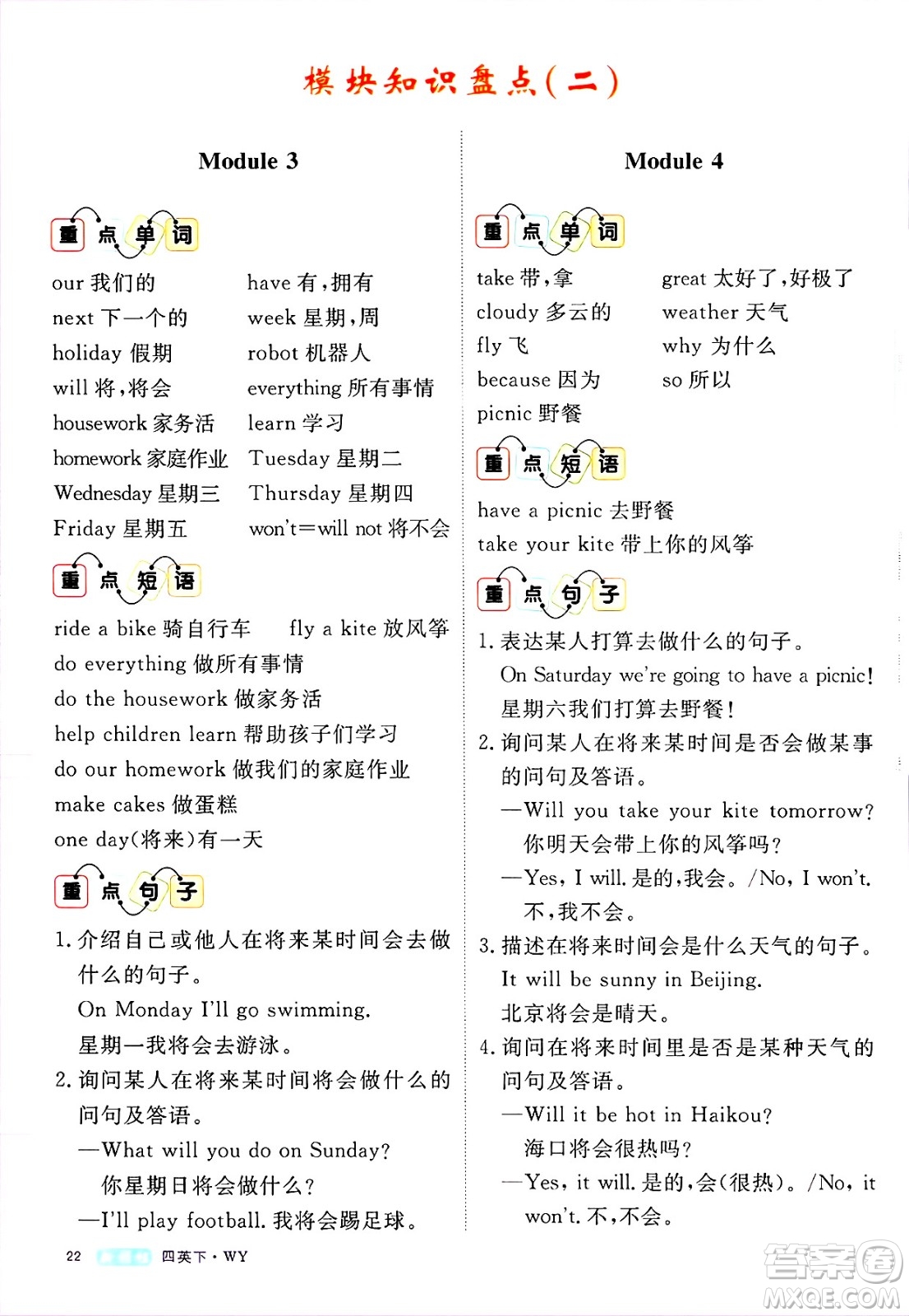 合肥工業(yè)大學(xué)出版社2025年春優(yōu)翼新領(lǐng)程四年級(jí)英語下冊(cè)外研版答案
