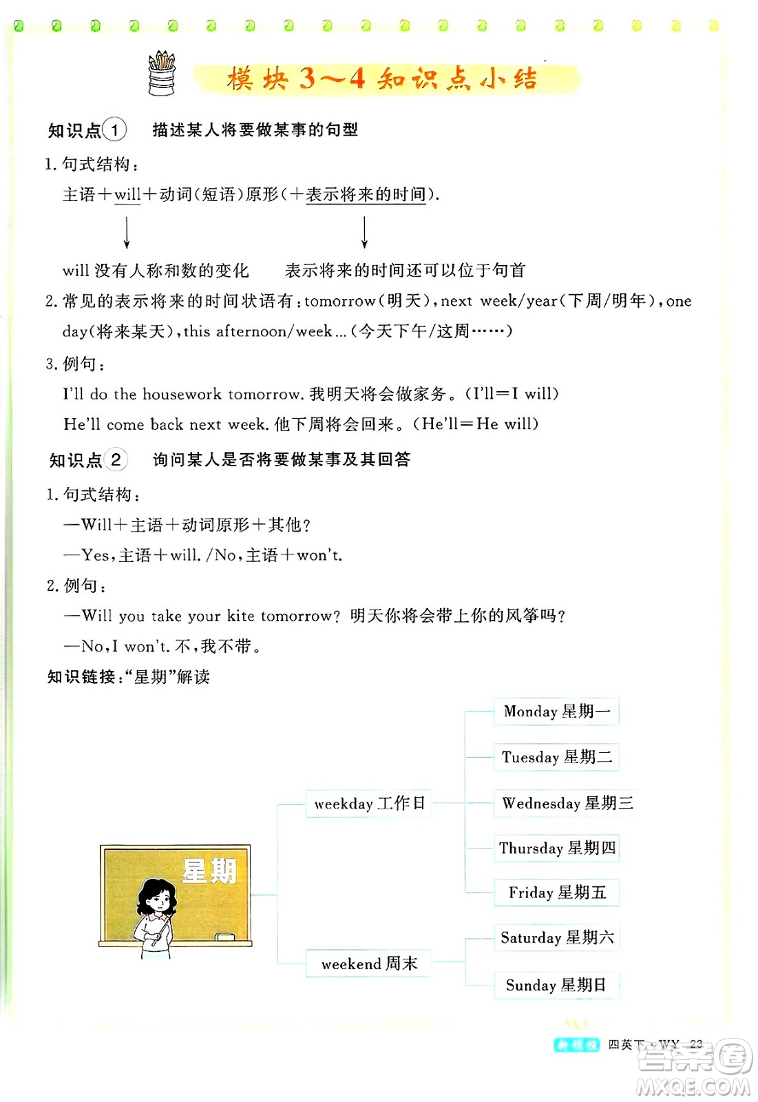 合肥工業(yè)大學(xué)出版社2025年春優(yōu)翼新領(lǐng)程四年級(jí)英語下冊(cè)外研版答案