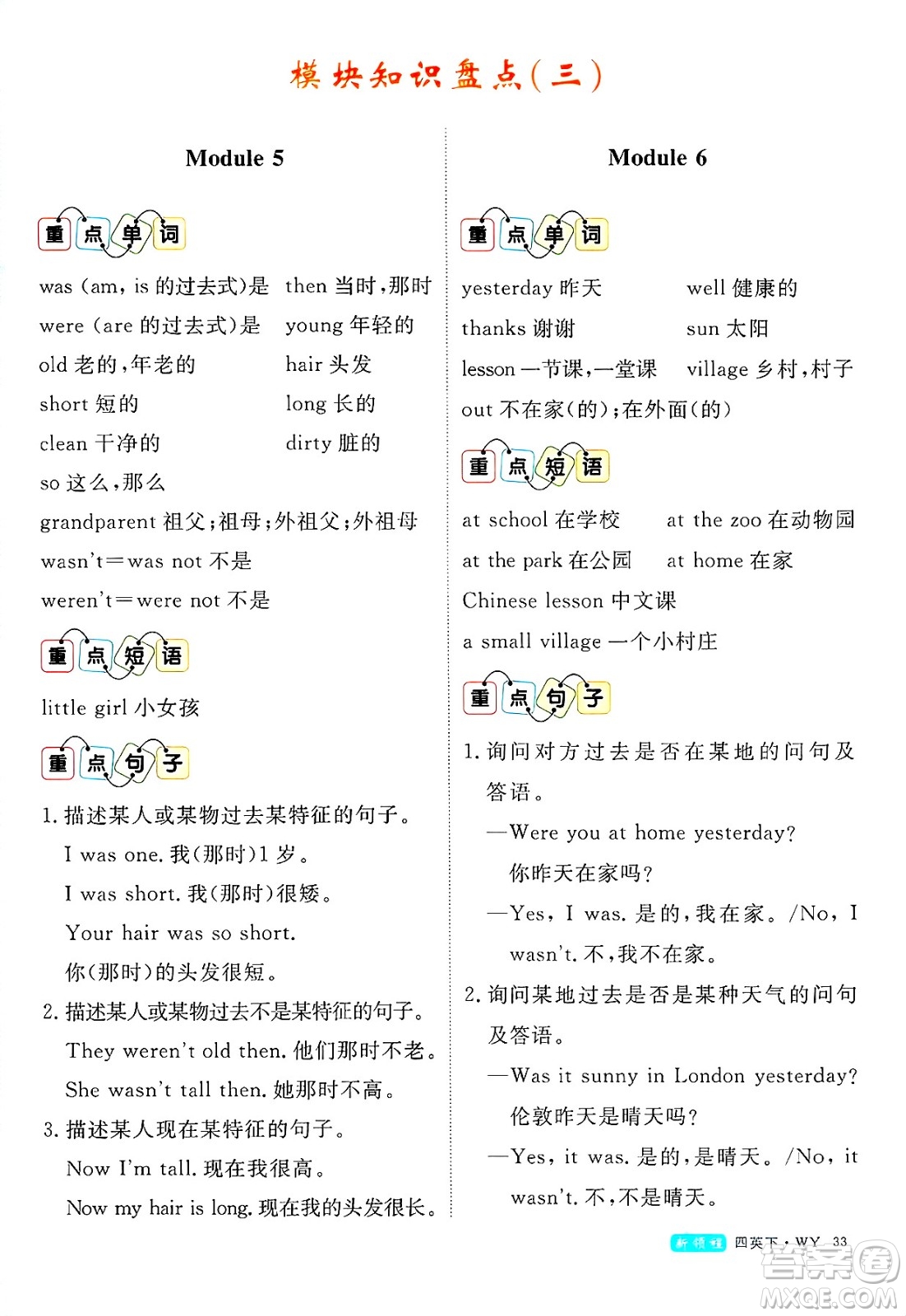 合肥工業(yè)大學(xué)出版社2025年春優(yōu)翼新領(lǐng)程四年級(jí)英語下冊(cè)外研版答案