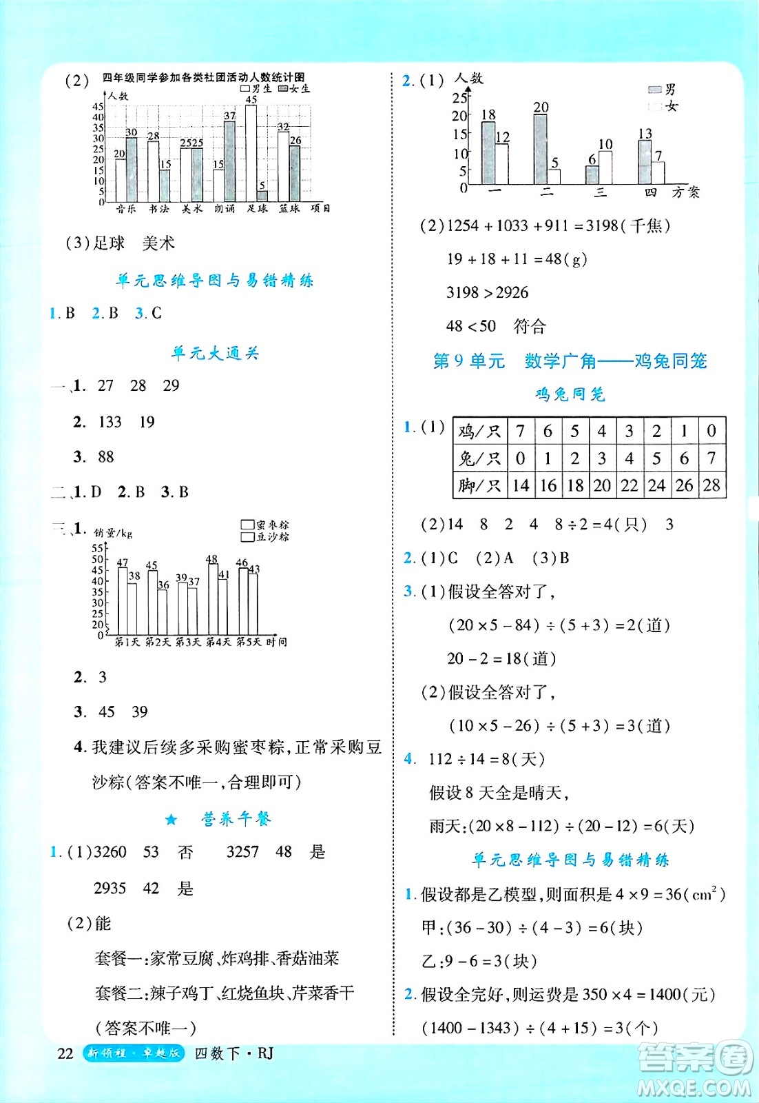 延邊大學(xué)出版社2025年春優(yōu)翼新領(lǐng)程四年級(jí)數(shù)學(xué)下冊(cè)人教版浙江專(zhuān)版答案