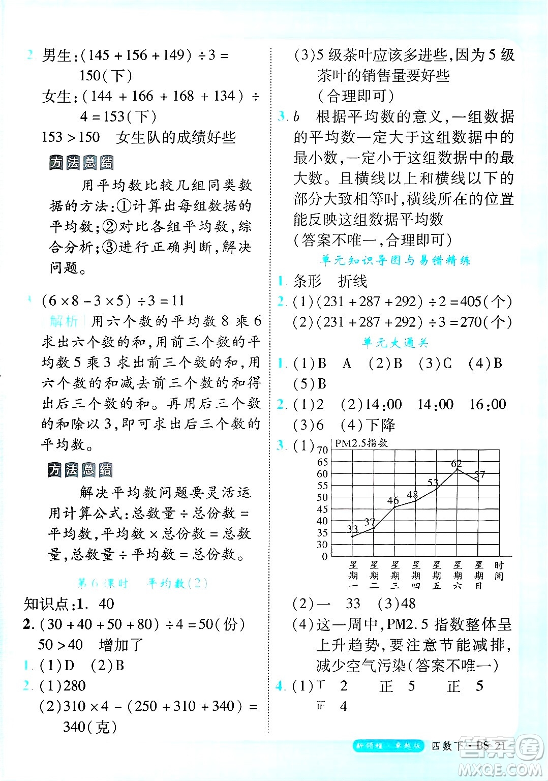 延邊大學出版社2025年春優(yōu)翼新領(lǐng)程卓越版四年級數(shù)學下冊北師大版答案