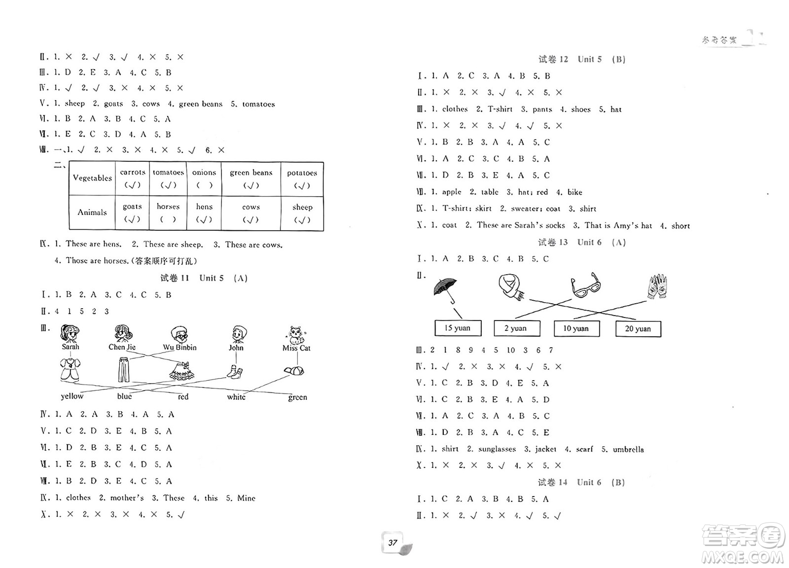浙江工商大學(xué)出版社2025年春學(xué)力測(cè)評(píng)小學(xué)生單元測(cè)試卷四年級(jí)英語(yǔ)下冊(cè)通用版答案