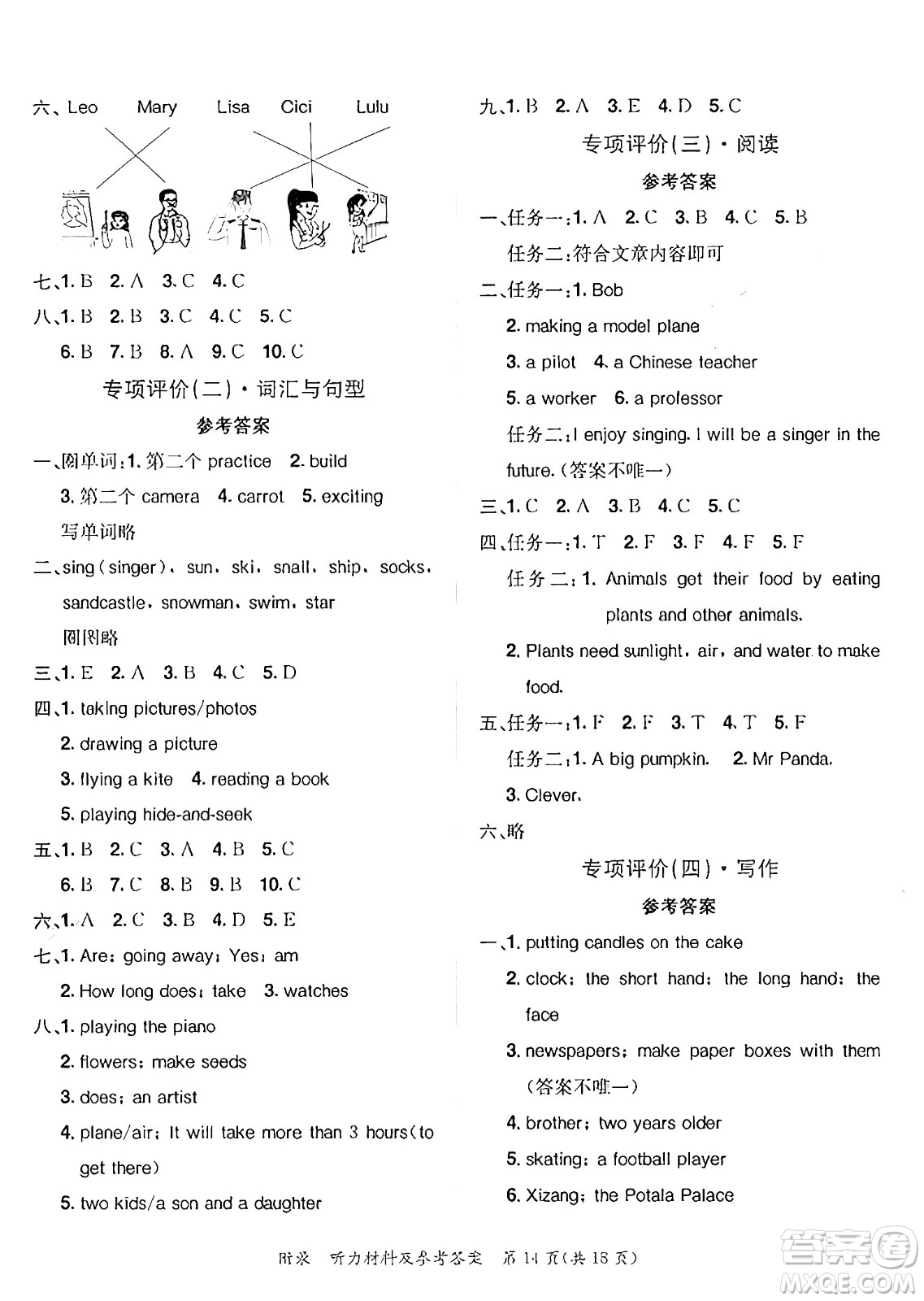 龍門書局2025年春黃岡小狀元達(dá)標(biāo)卷五年級英語下冊北京版北京課改版答案