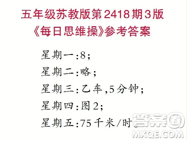 2025小學生數學報五年級第2418期答案