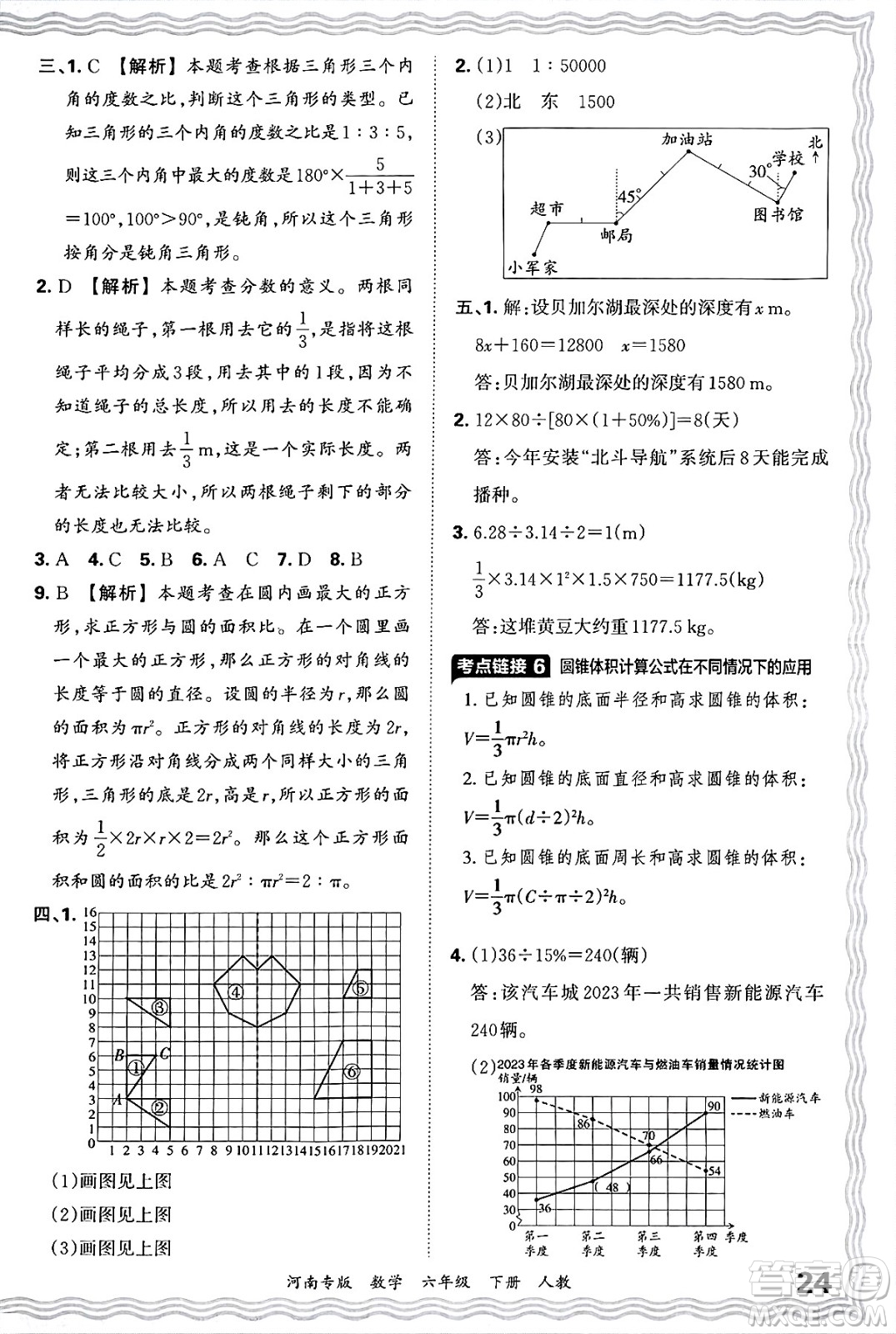 江西人民出版社2025年春王朝霞各地期末試卷精選六年級數(shù)學(xué)下冊人教版河南專版答案