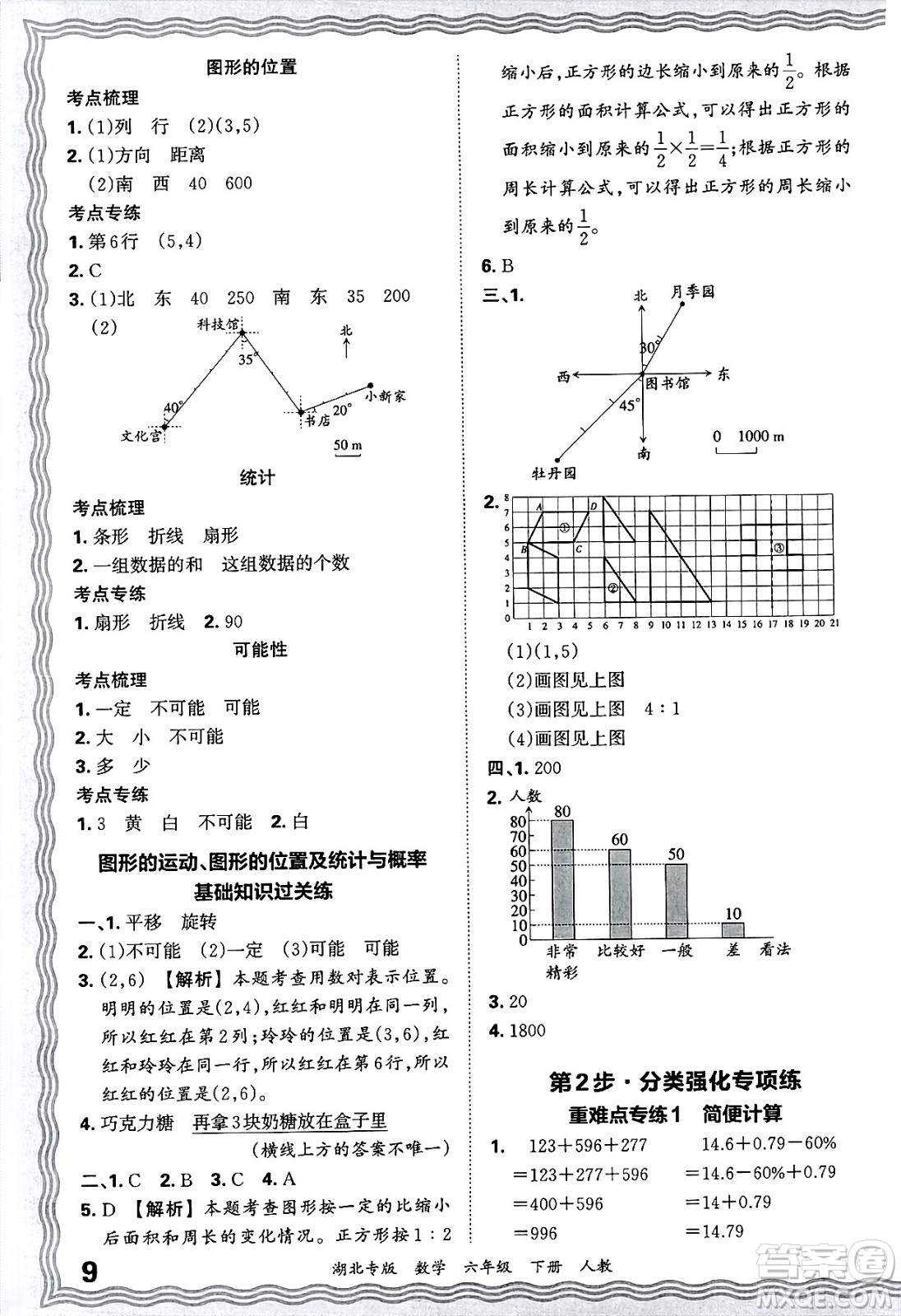 江西人民出版社2025年春王朝霞湖北各地期末試卷精選六年級數(shù)學下冊人教版湖北專版答案