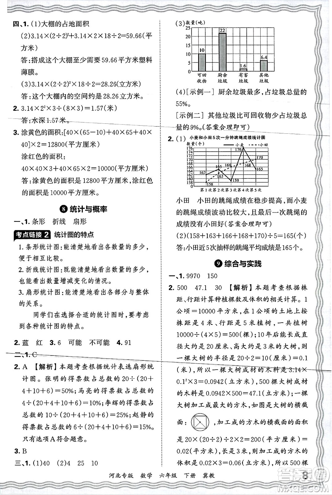 江西人民出版社2025年春王朝霞各地期末試卷精選六年級(jí)數(shù)學(xué)下冊(cè)冀教版河北專版答案