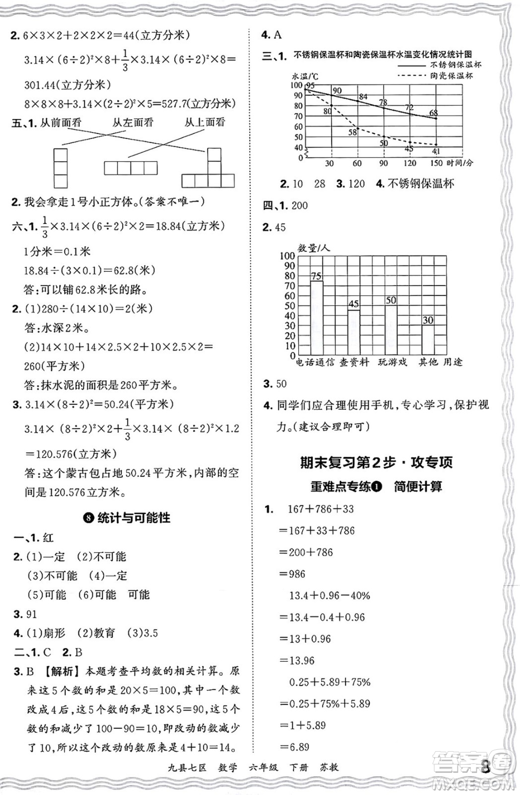 江西人民出版社2025年春王朝霞洛陽九縣七區(qū)各地期末試卷精選六年級數(shù)學(xué)下冊蘇教版九縣七區(qū)答案