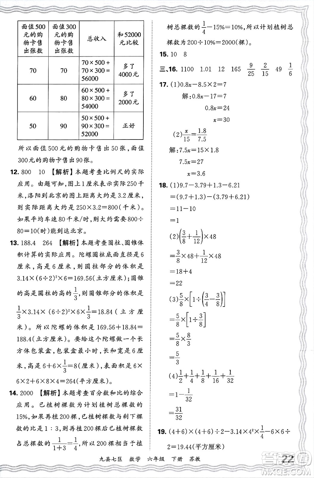 江西人民出版社2025年春王朝霞洛陽九縣七區(qū)各地期末試卷精選六年級數(shù)學(xué)下冊蘇教版九縣七區(qū)答案
