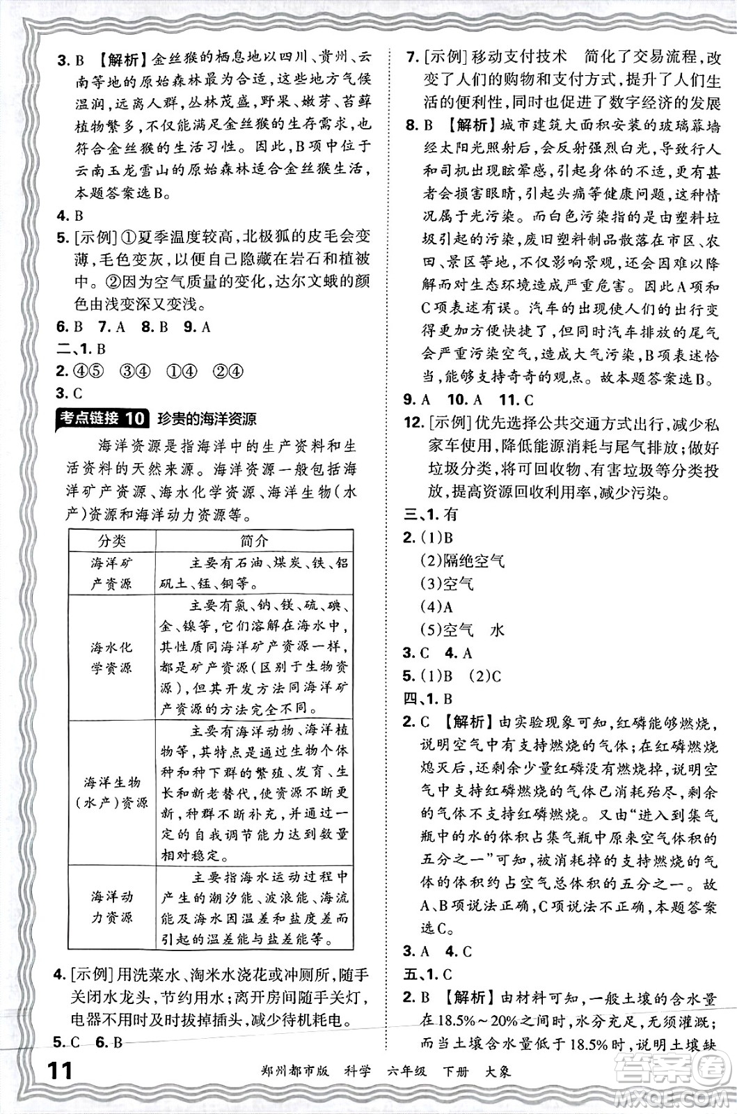 江西人民出版社2025年春王朝霞鄭州期末真題精編六年級(jí)科學(xué)下冊大象版鄭州都市版答案