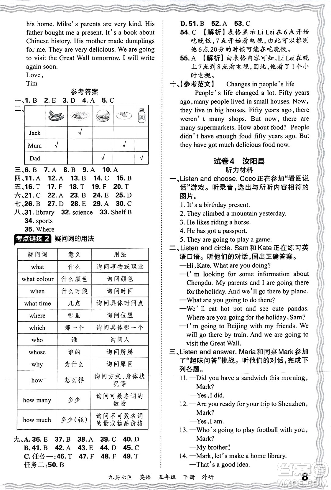 江西人民出版社2025年春王朝霞洛陽(yáng)九縣七區(qū)各地期末試卷精選五年級(jí)英語(yǔ)下冊(cè)外研版九縣七區(qū)答案