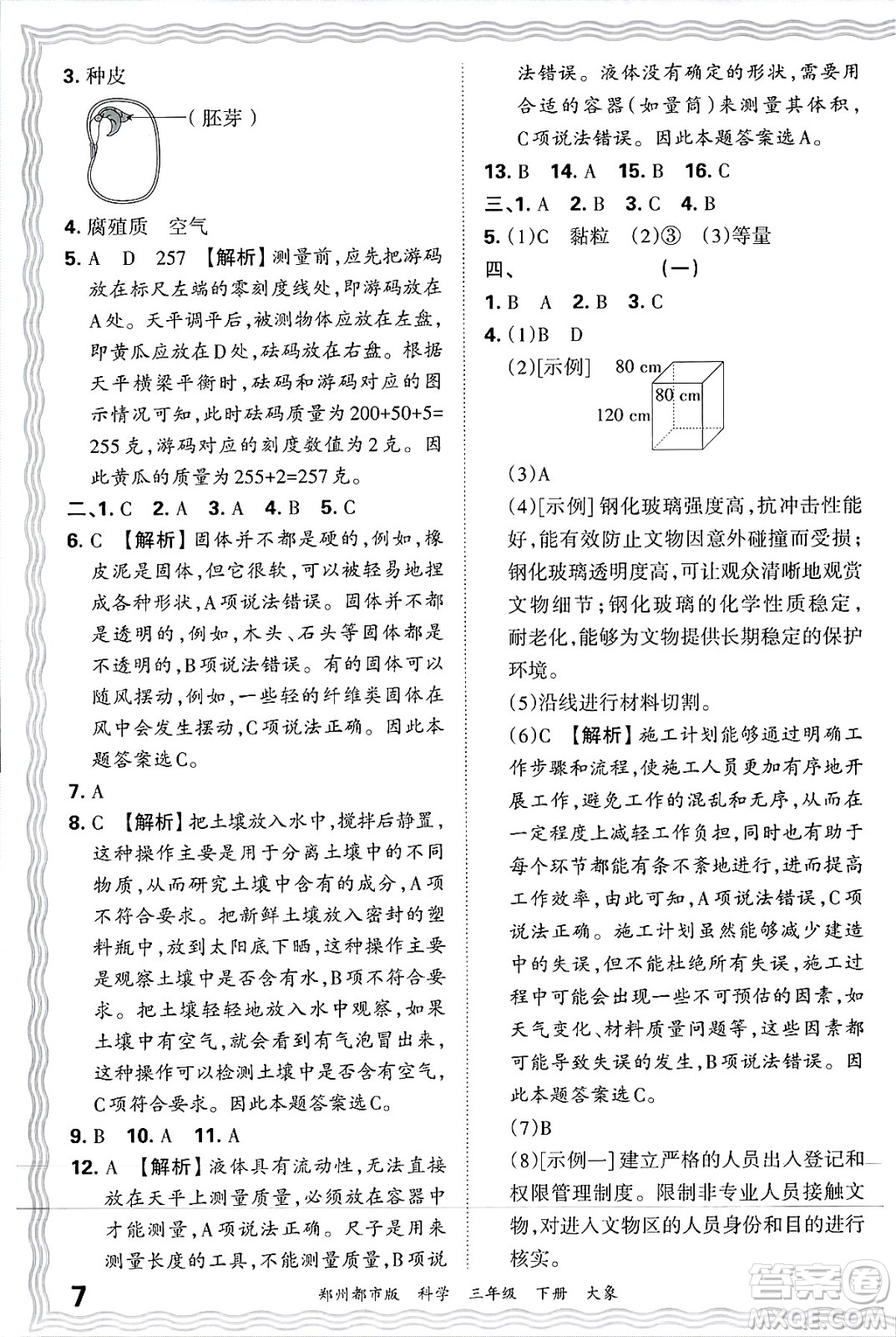 江西人民出版社2025年春王朝霞鄭州期末真題精編三年級科學(xué)下冊大象版鄭州都市版答案
