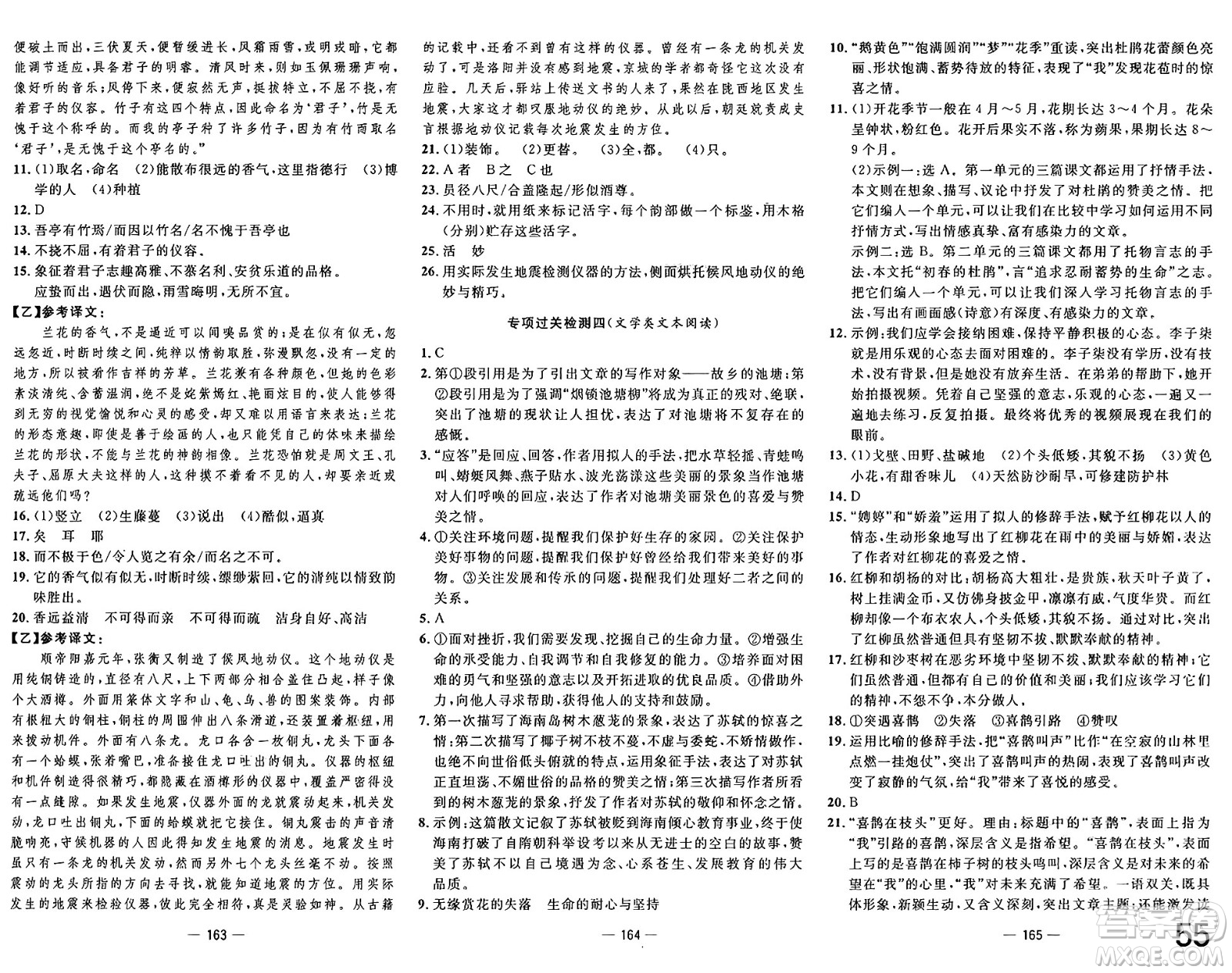 長江少年兒童出版社2025年春智慧課堂密卷100分單元過關(guān)檢測七年級語文下冊通用版答案