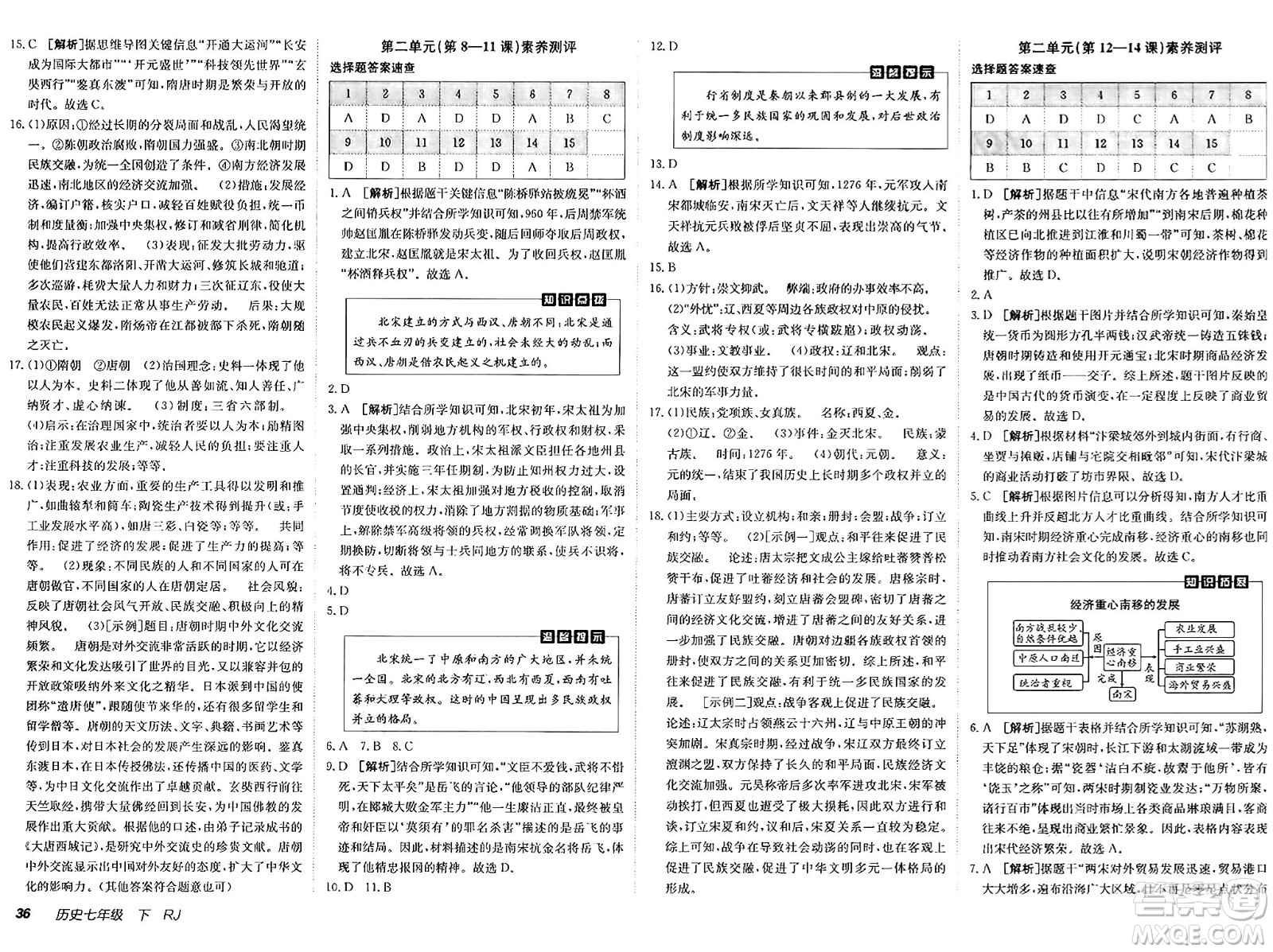 新疆青少年出版社2025年春神龍教育非常海淀單元測試AB卷七年級歷史下冊人教版答案