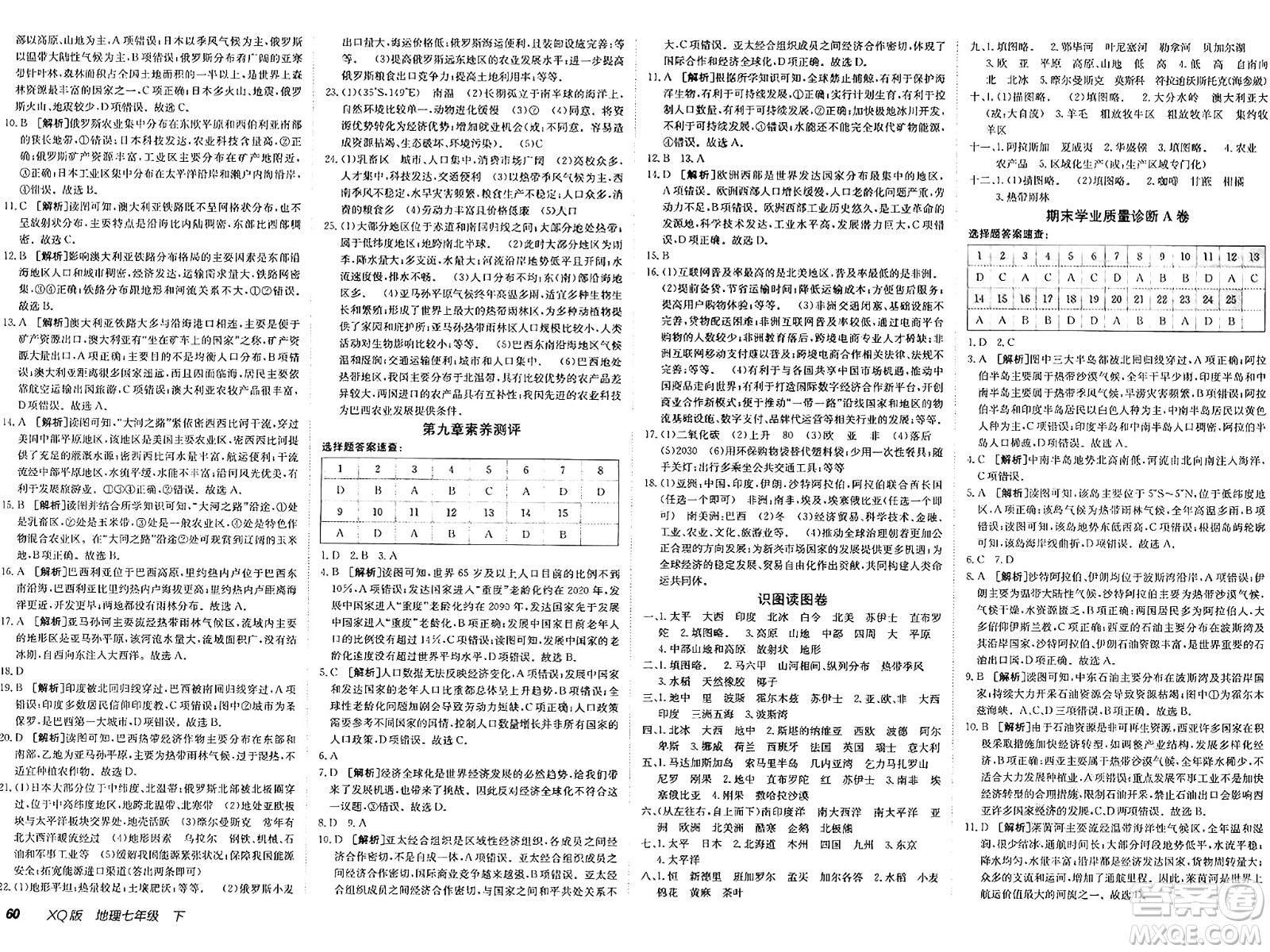新疆青少年出版社2025年春神龍教育非常海淀單元測試AB卷七年級地理下冊商務(wù)星球版答案