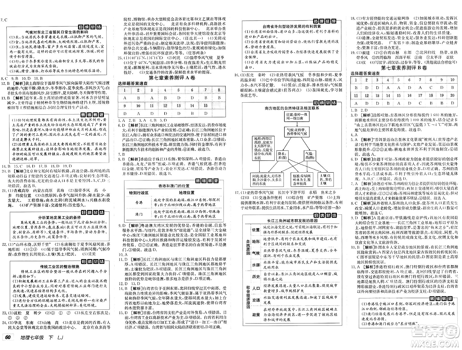 新疆青少年出版社2025年春神龍教育非常海淀單元測(cè)試AB卷七年級(jí)地理下冊(cè)魯教版答案