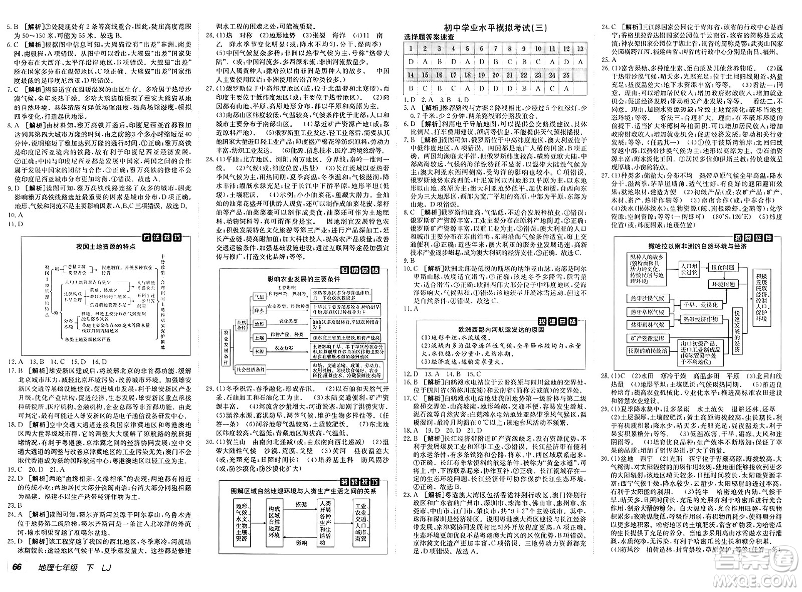 新疆青少年出版社2025年春神龍教育非常海淀單元測(cè)試AB卷七年級(jí)地理下冊(cè)魯教版答案