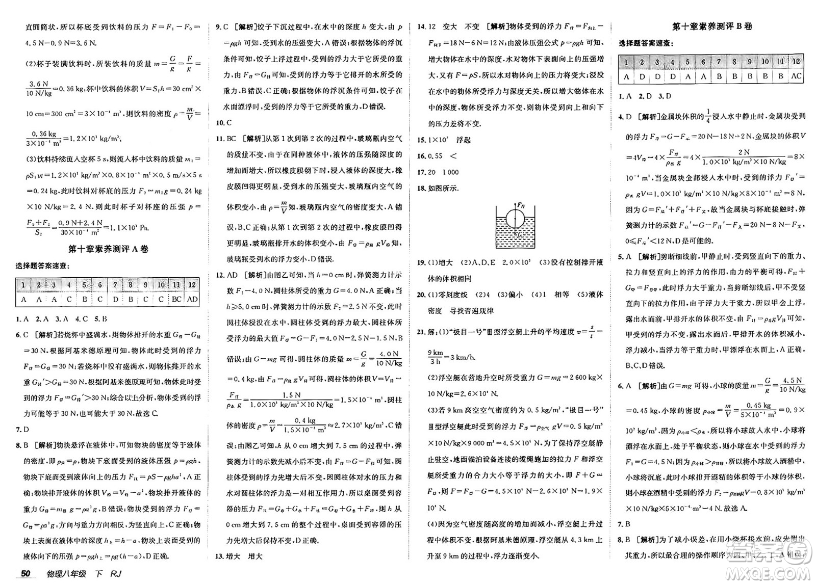 新疆青少年出版社2025年春神龍教育非常海淀單元測(cè)試AB卷八年級(jí)物理下冊(cè)人教版答案