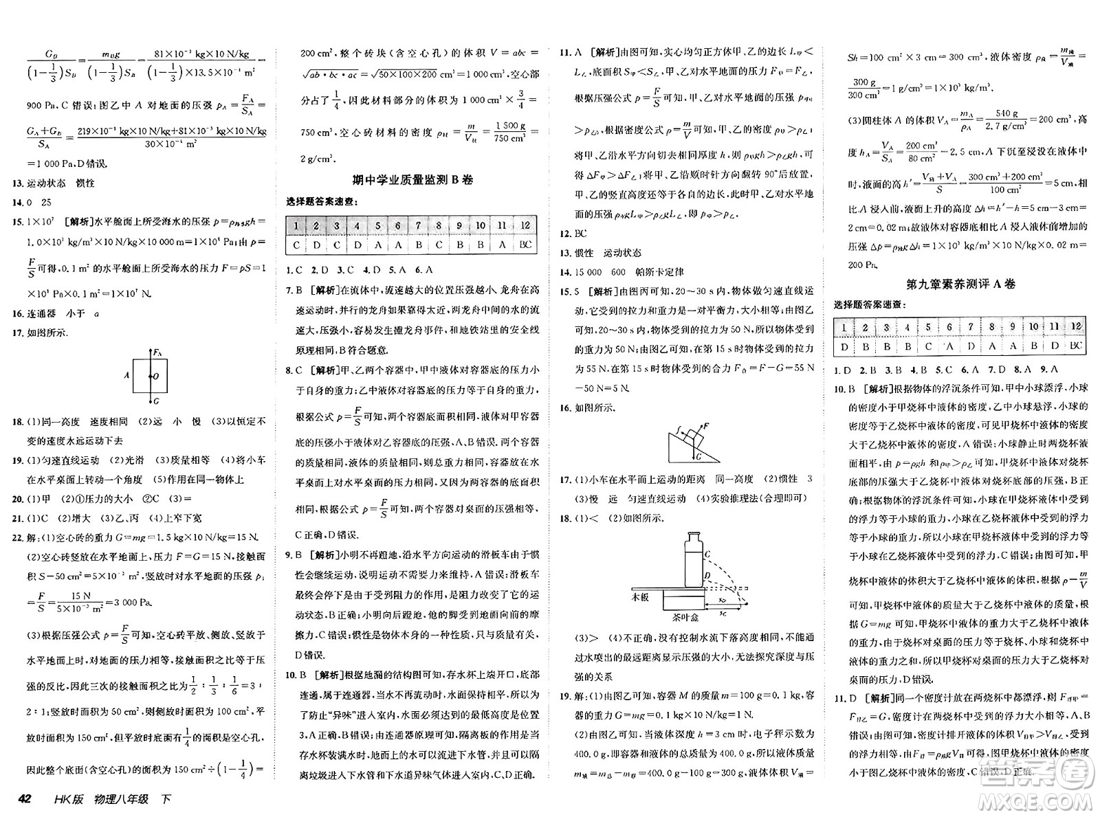 新疆青少年出版社2025年春神龍教育非常海淀單元測試AB卷八年級物理下冊滬科版答案