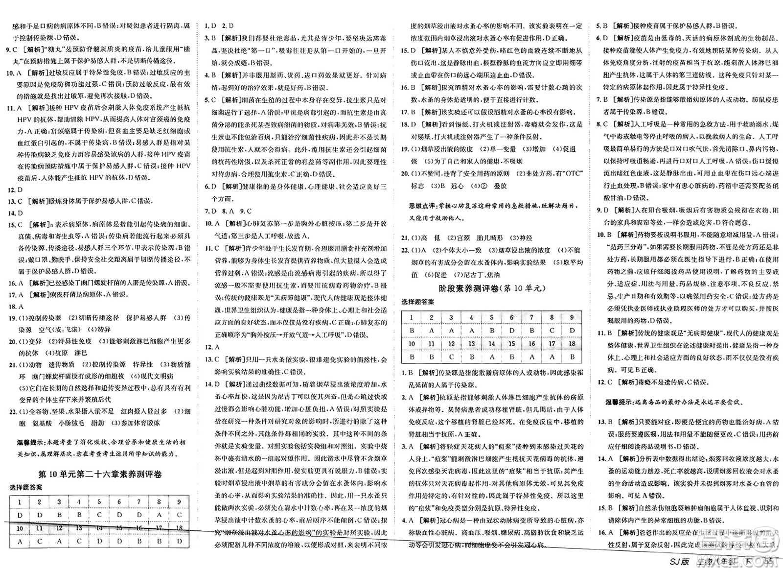 新疆青少年出版社2025年春神龍教育非常海淀單元測(cè)試AB卷八年級(jí)生物下冊(cè)蘇教版答案