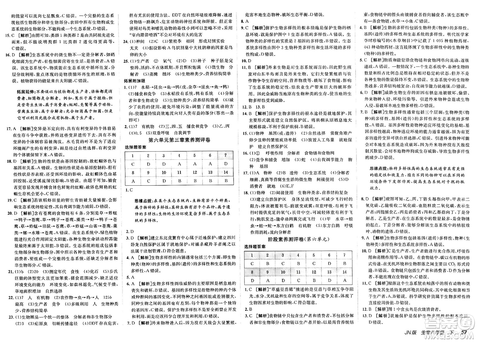 新疆青少年出版社2025年春神龍教育非常海淀單元測試AB卷八年級生物下冊濟(jì)南版答案