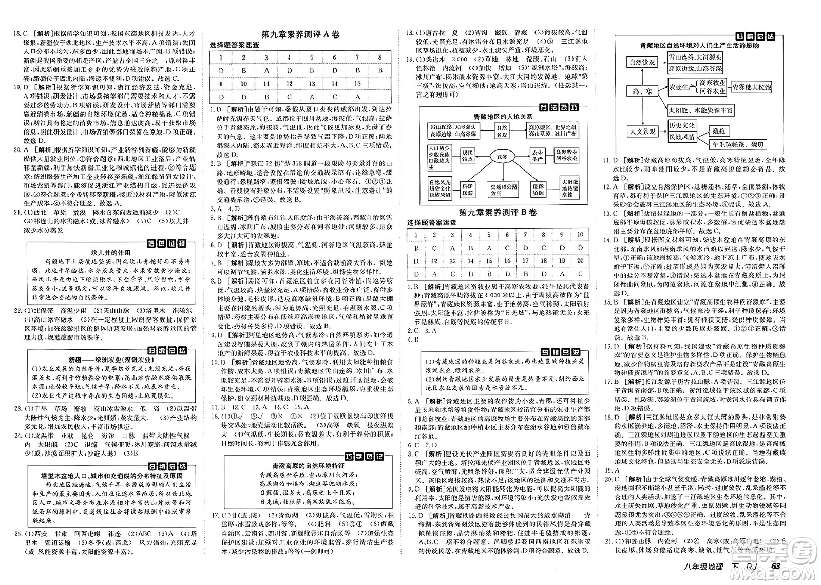 新疆青少年出版社2025年春神龍教育非常海淀單元測(cè)試AB卷八年級(jí)地理下冊(cè)人教版答案