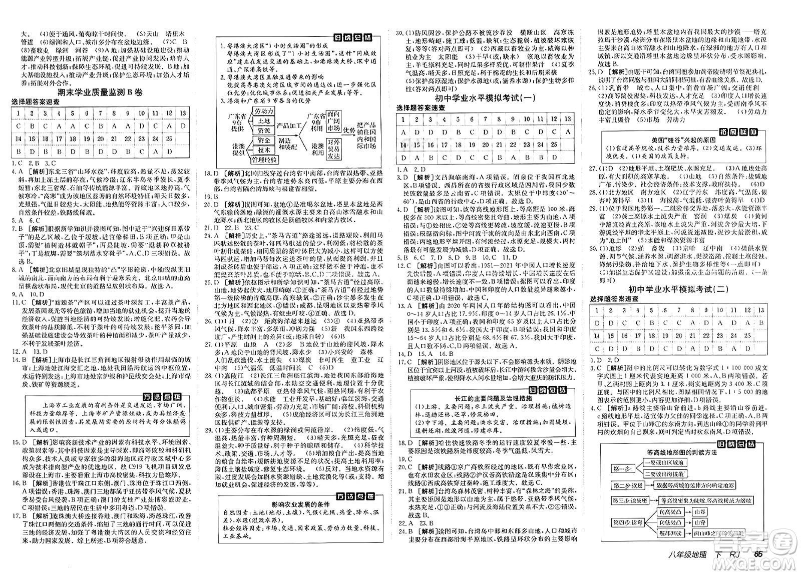 新疆青少年出版社2025年春神龍教育非常海淀單元測(cè)試AB卷八年級(jí)地理下冊(cè)人教版答案