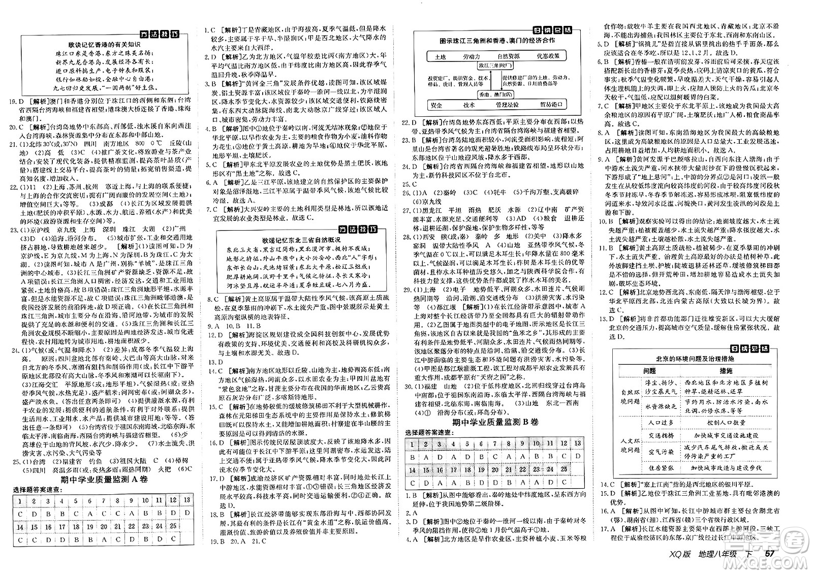 新疆青少年出版社2025年春神龍教育非常海淀單元測試AB卷八年級地理下冊商務(wù)星球版答案