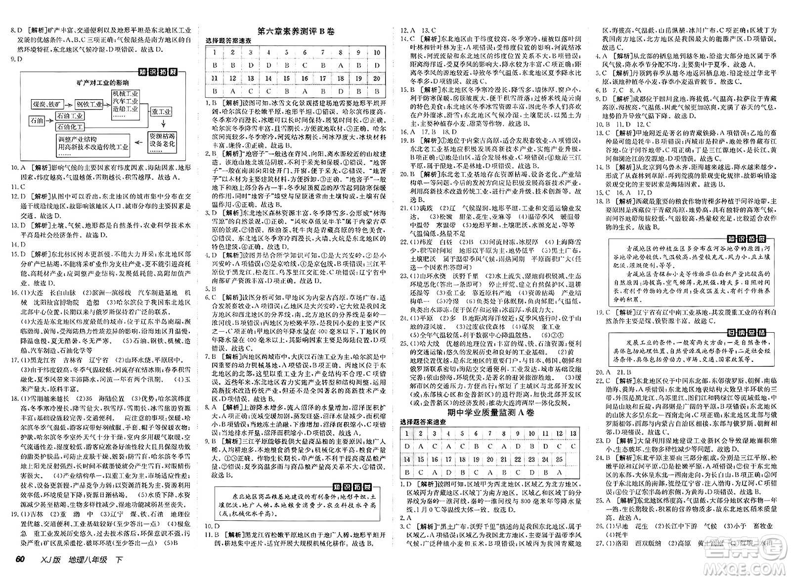 新疆青少年出版社2025年春神龍教育非常海淀單元測試AB卷八年級地理下冊湘教版答案