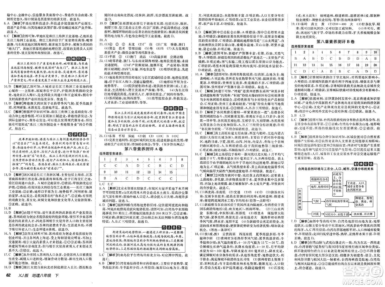 新疆青少年出版社2025年春神龍教育非常海淀單元測試AB卷八年級地理下冊湘教版答案