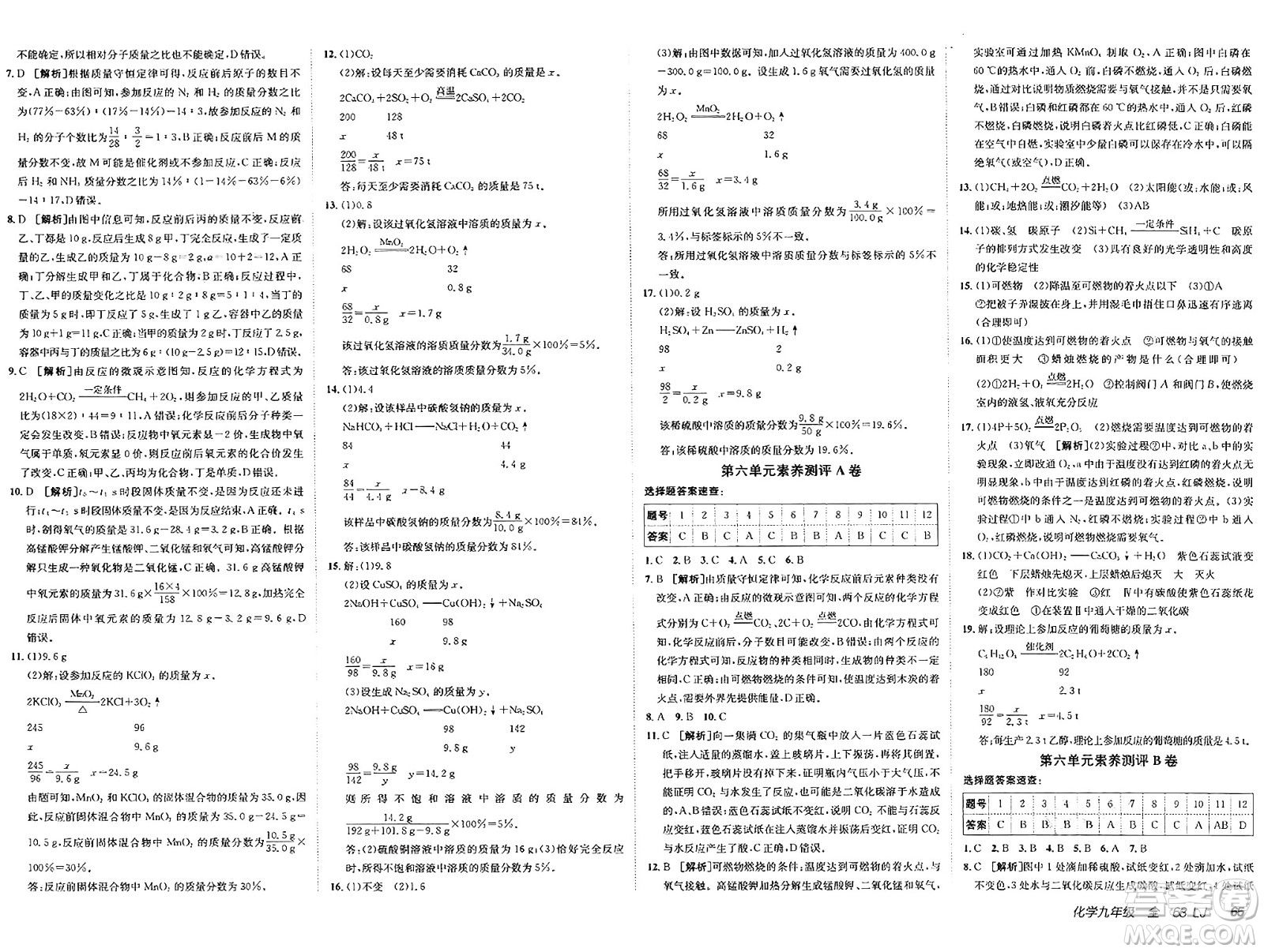 新疆青少年出版社2025年春神龍教育非常海淀單元測試AB卷九年級化學(xué)下冊魯教版答案