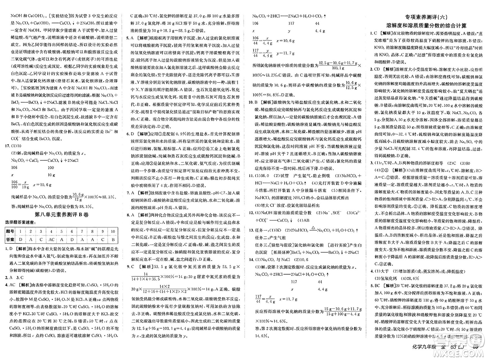 新疆青少年出版社2025年春神龍教育非常海淀單元測試AB卷九年級化學(xué)下冊魯教版答案