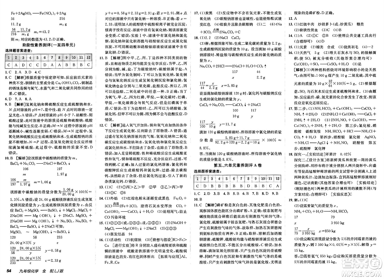 新疆青少年出版社2025年春神龍教育非常海淀單元測試AB卷九年級(jí)化學(xué)下冊(cè)魯教版五四制答案