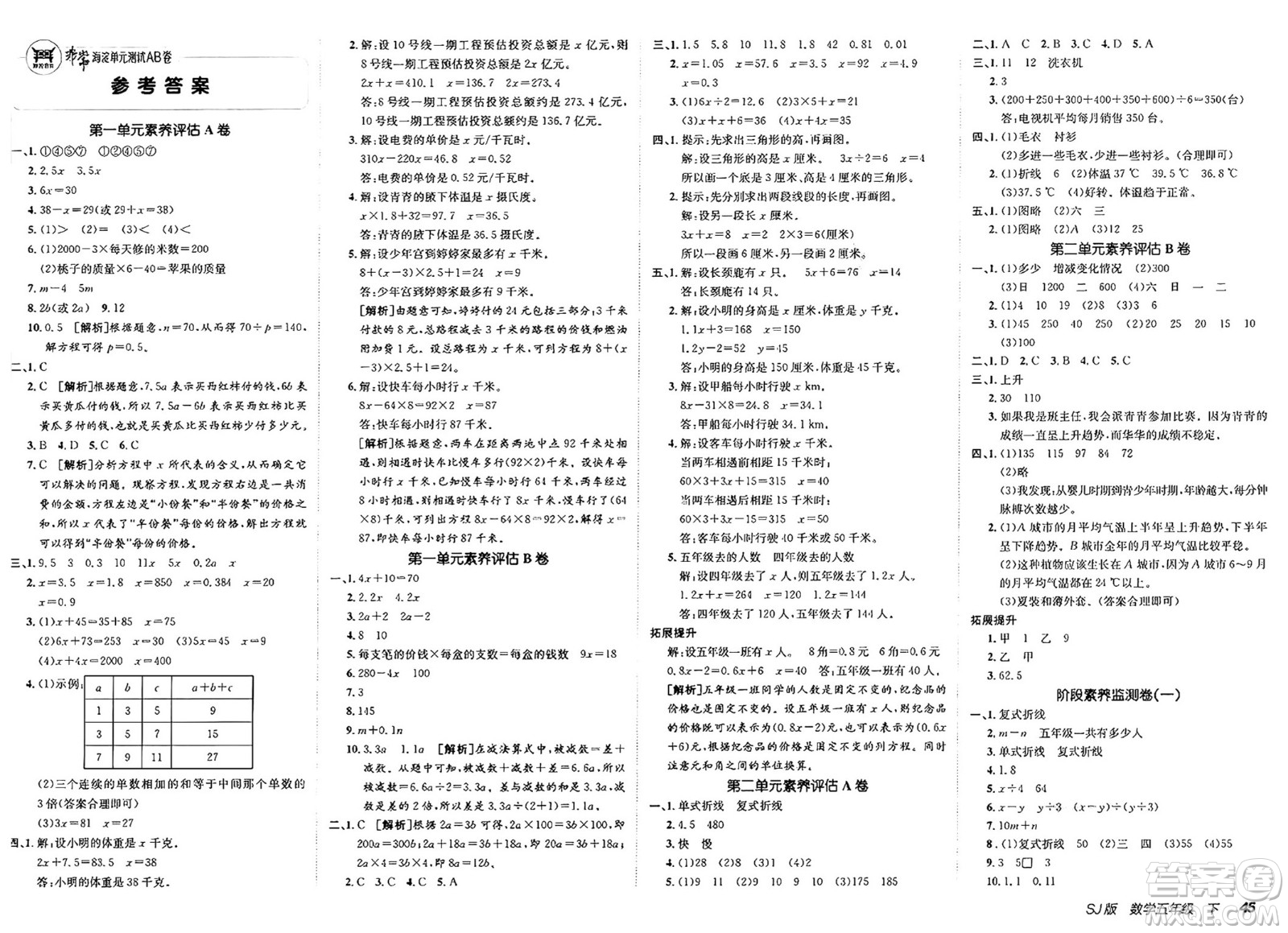 新疆青少年出版社2025年春神龍教育非常海淀單元測試AB卷五年級數(shù)學(xué)下冊蘇教版答案